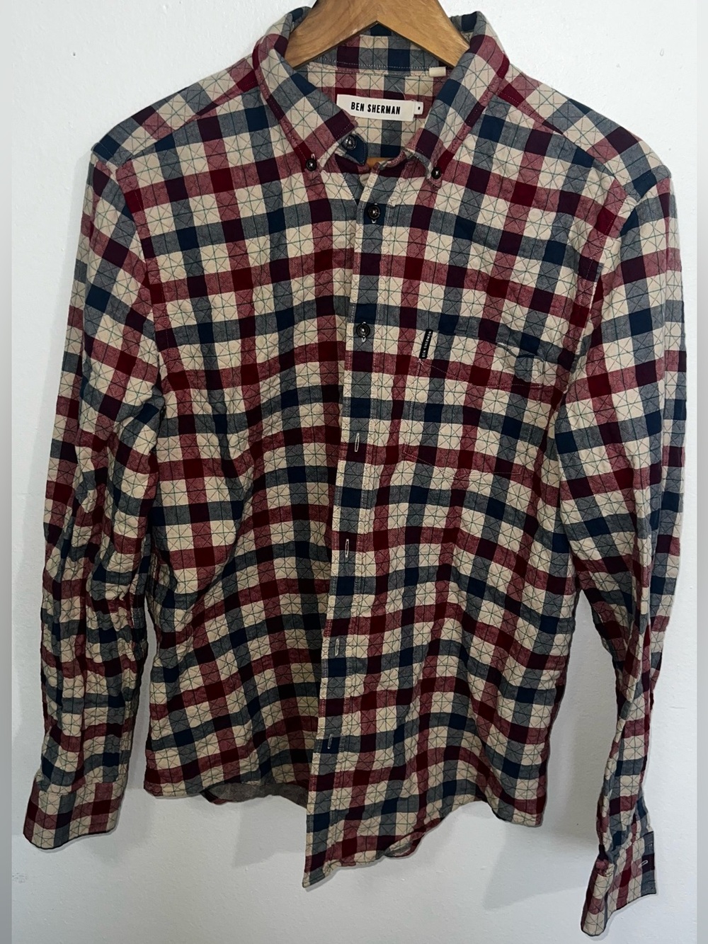 Ben Sherman Men's Quilted Plaid Button-Down Shirt Size M